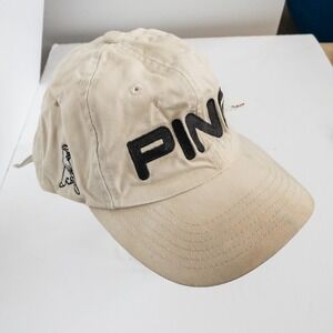 PING Golf Hat Cap Strap Back Mens Beige G2 Embroidered‎ Classic Lightweight